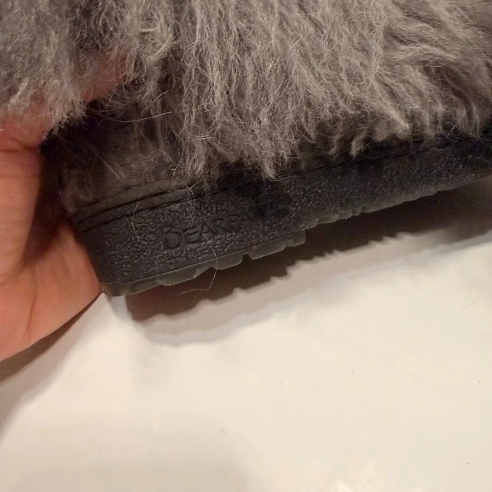 Bearpaw Boetis Grey Shaggy Fur Boots Cow Hair Curly Lamb Wool Sheep Womens 8